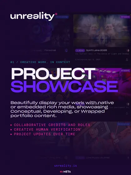 Unreality social card highlighting native and embedded project showcases